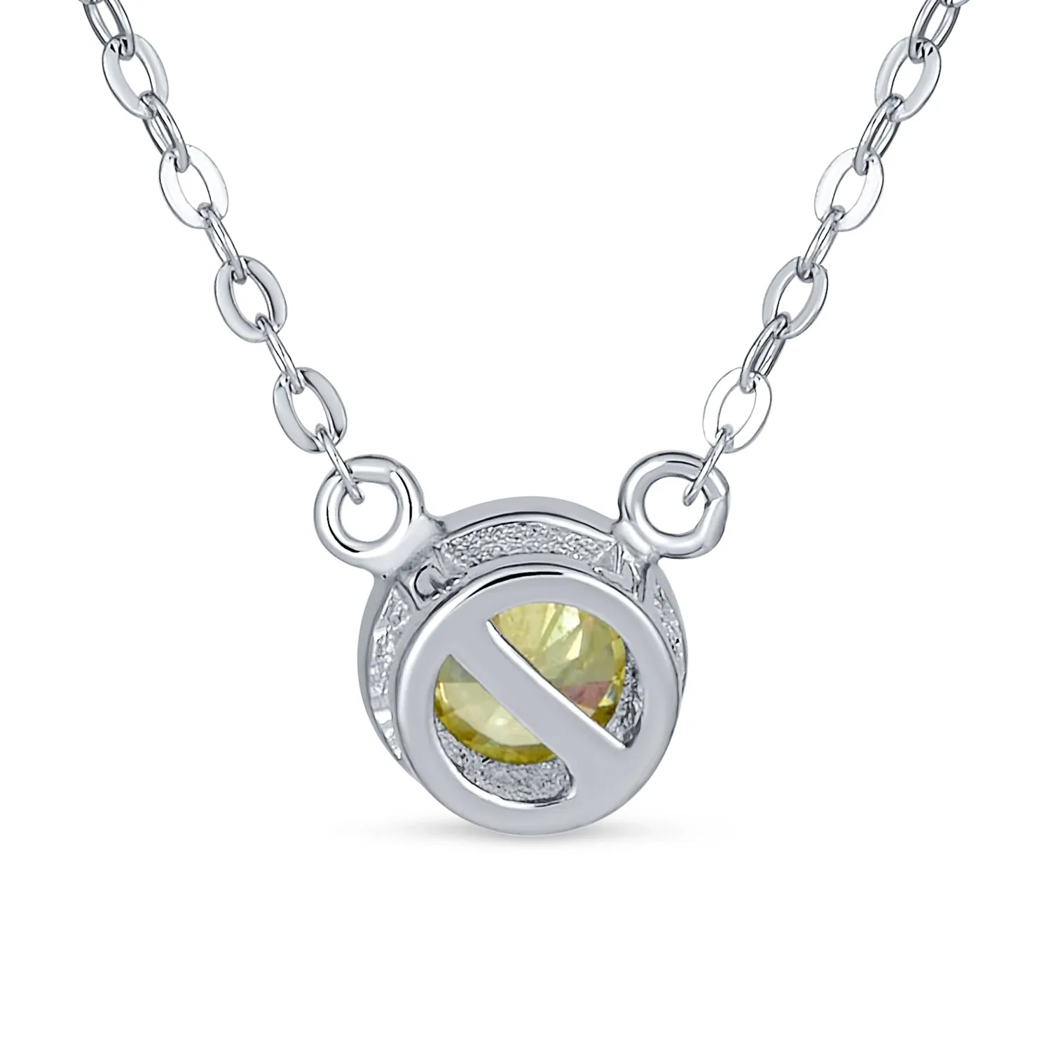 Classic 1CT AAA CZ  Solitaire Round Pendant Necklace Birthstone Colors