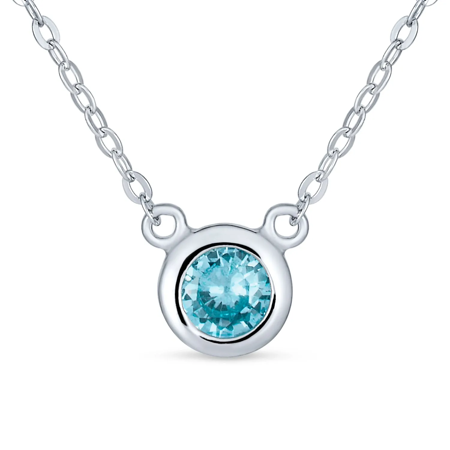 Classic 1CT AAA CZ  Solitaire Round Pendant Necklace Birthstone Colors