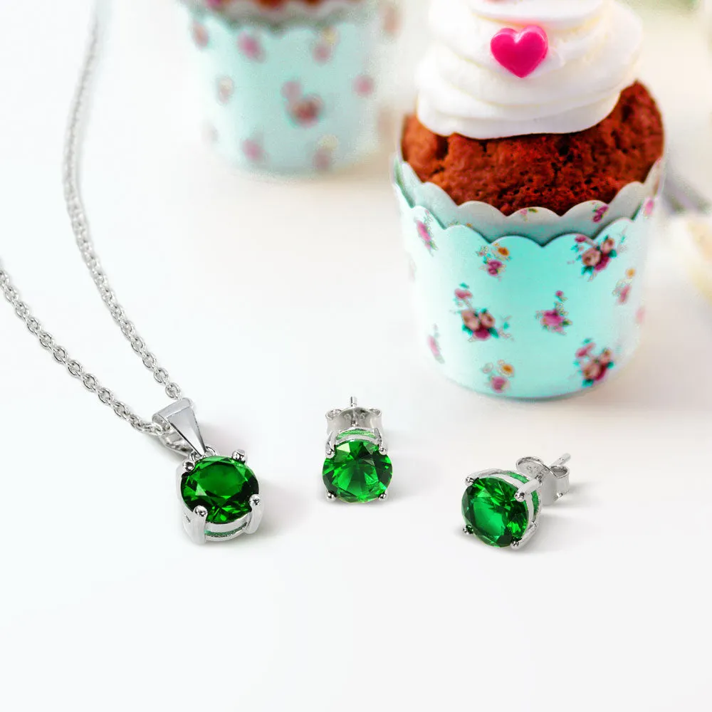 Classic 1CT AAA CZ  Solitaire Round Pendant Necklace Birthstone Colors