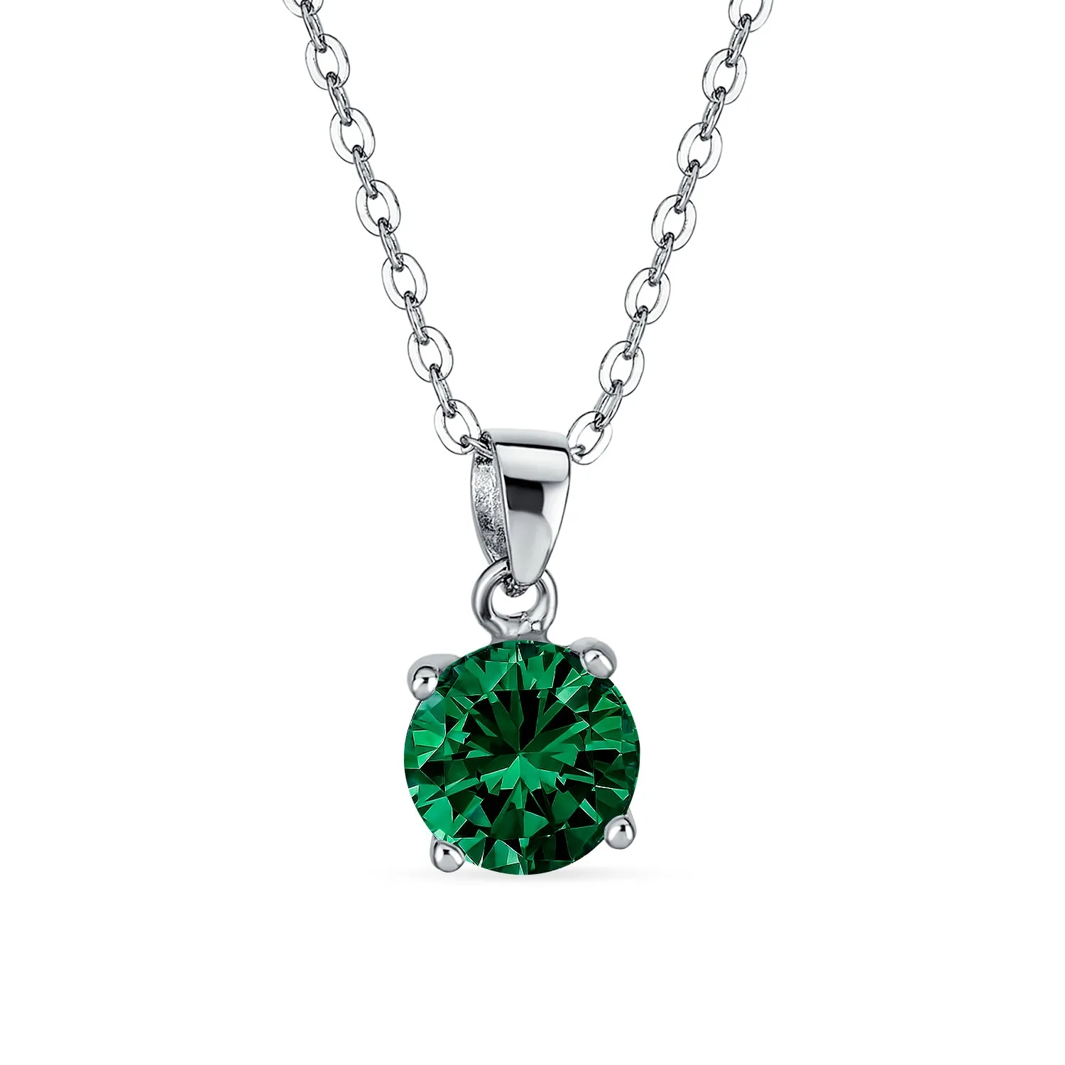Classic 1CT AAA CZ  Solitaire Round Pendant Necklace Birthstone Colors