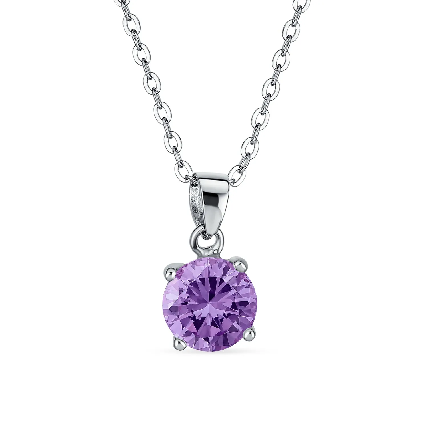 Classic 1CT AAA CZ  Solitaire Round Pendant Necklace Birthstone Colors