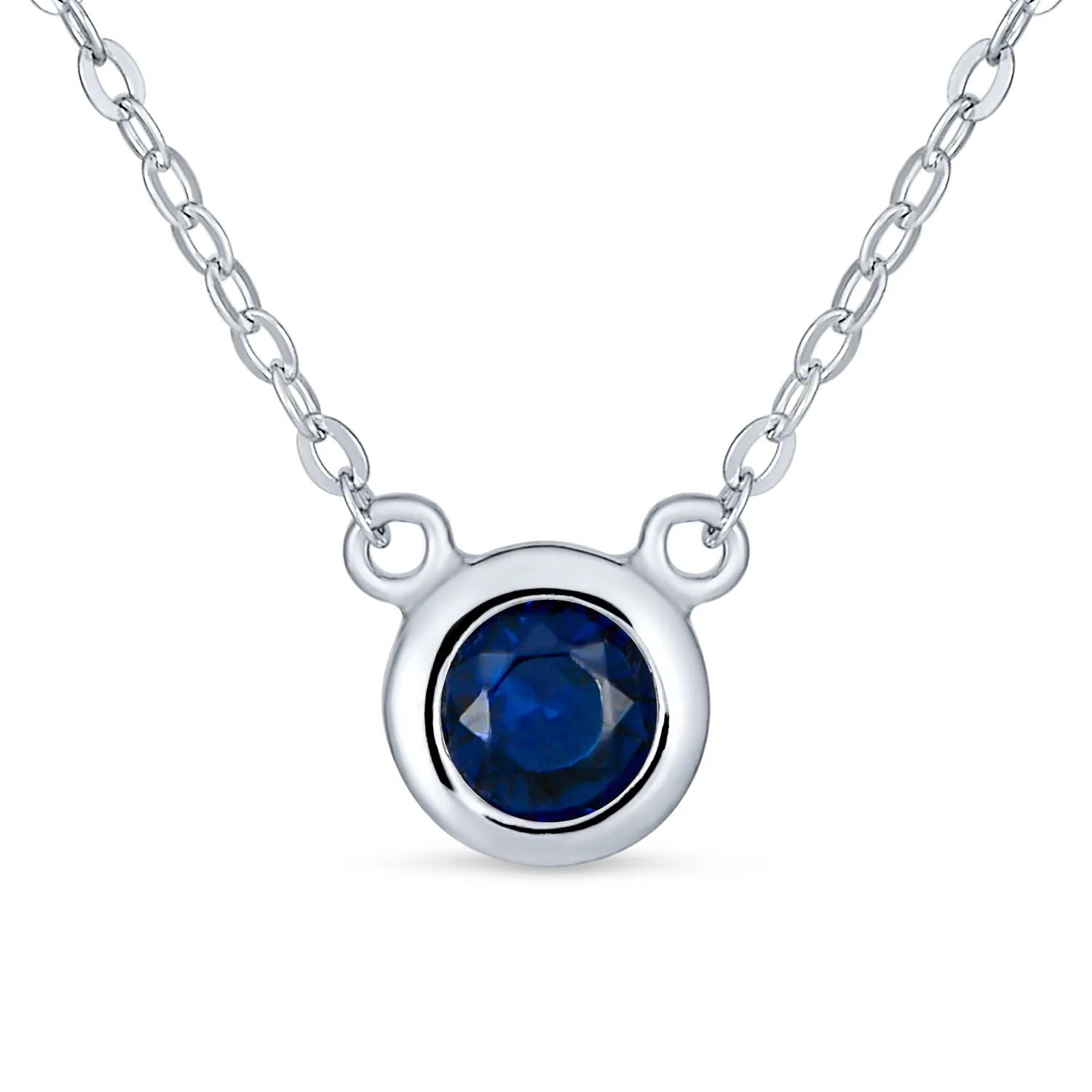 Classic 1CT AAA CZ  Solitaire Round Pendant Necklace Birthstone Colors