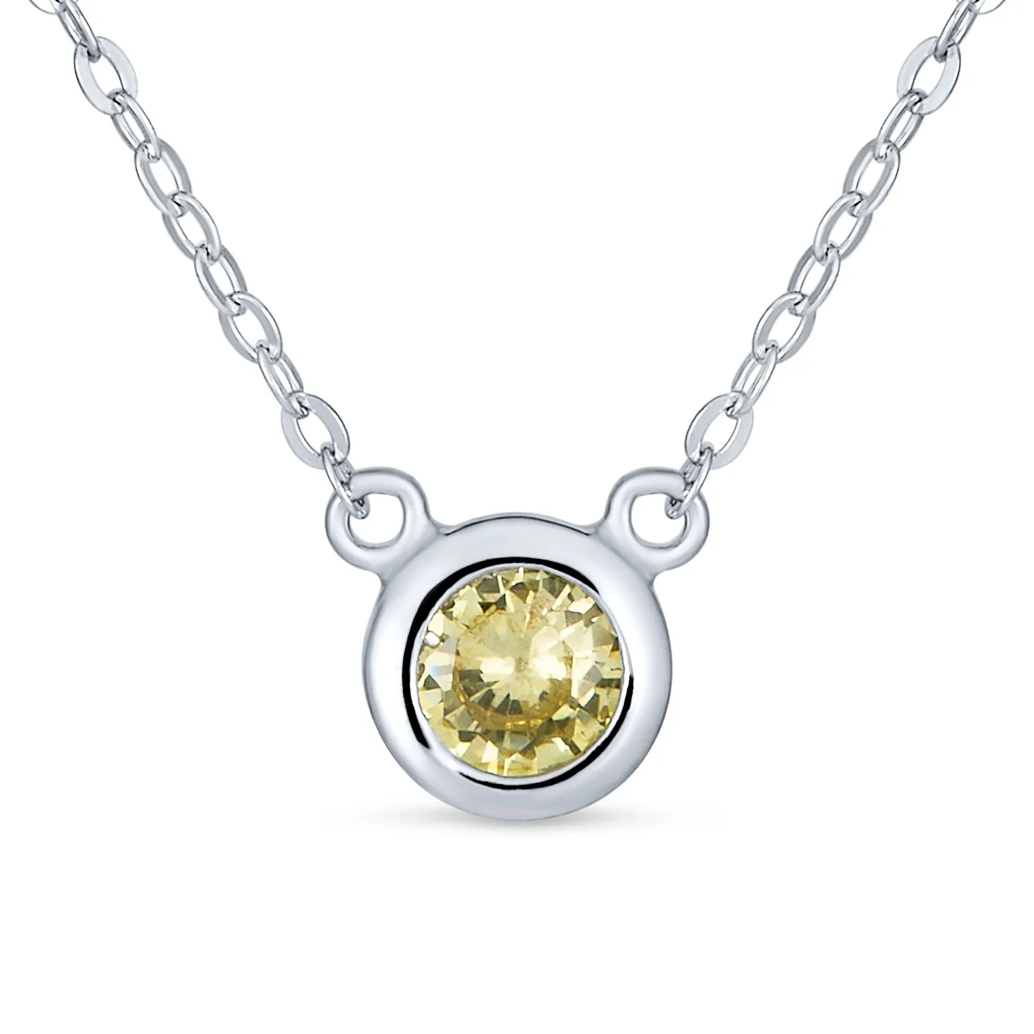 Classic 1CT AAA CZ  Solitaire Round Pendant Necklace Birthstone Colors