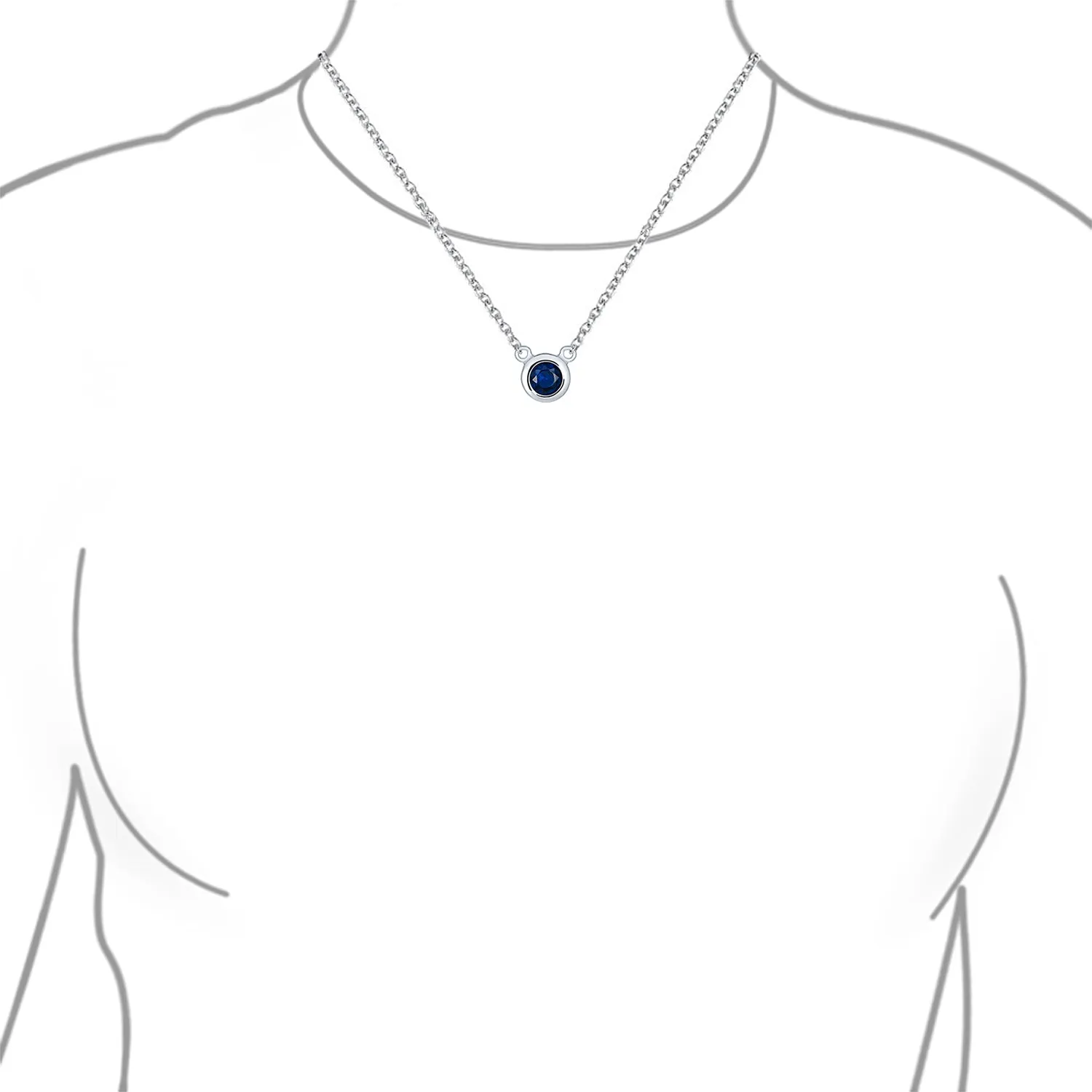 Classic 1CT AAA CZ  Solitaire Round Pendant Necklace Birthstone Colors
