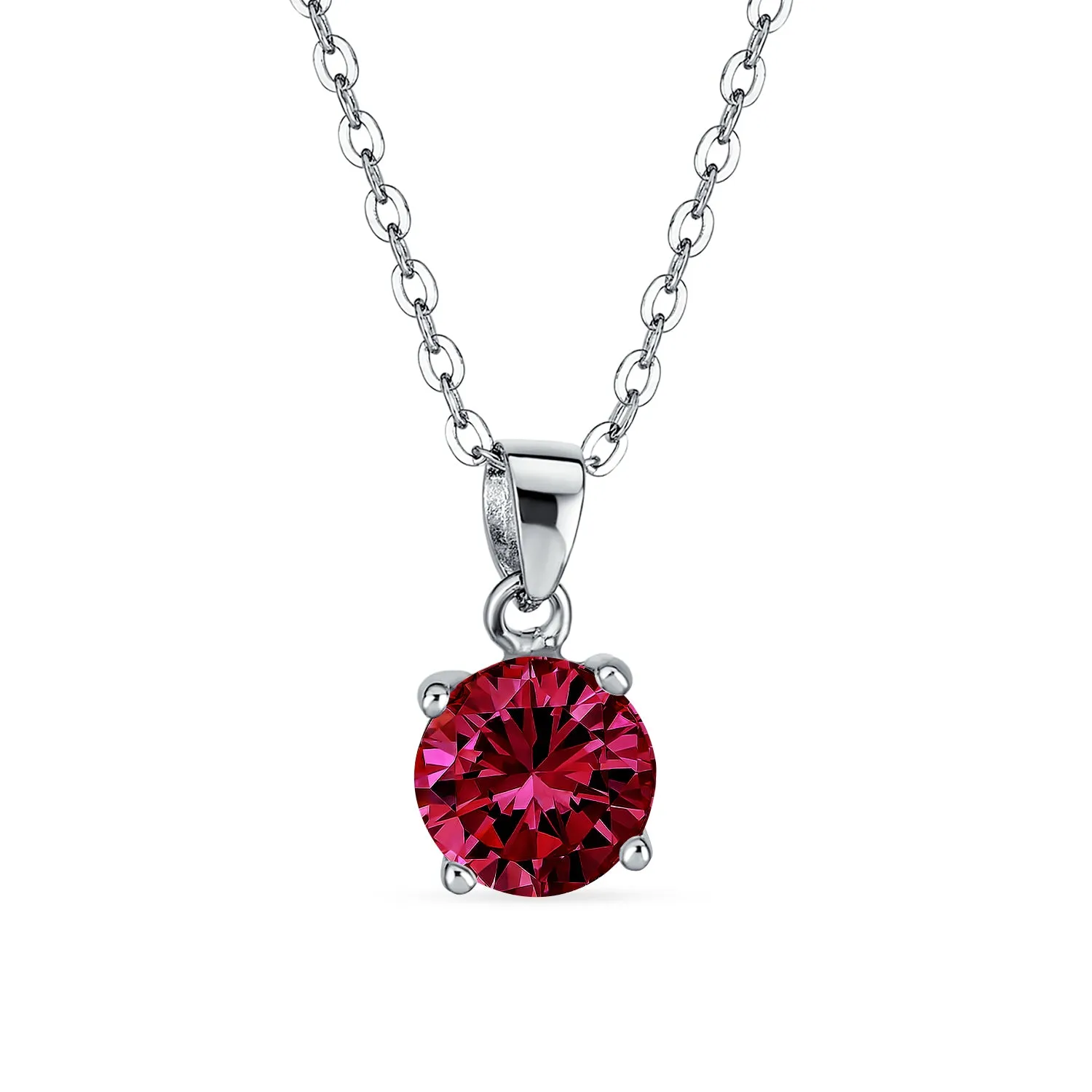 Classic 1CT AAA CZ  Solitaire Round Pendant Necklace Birthstone Colors