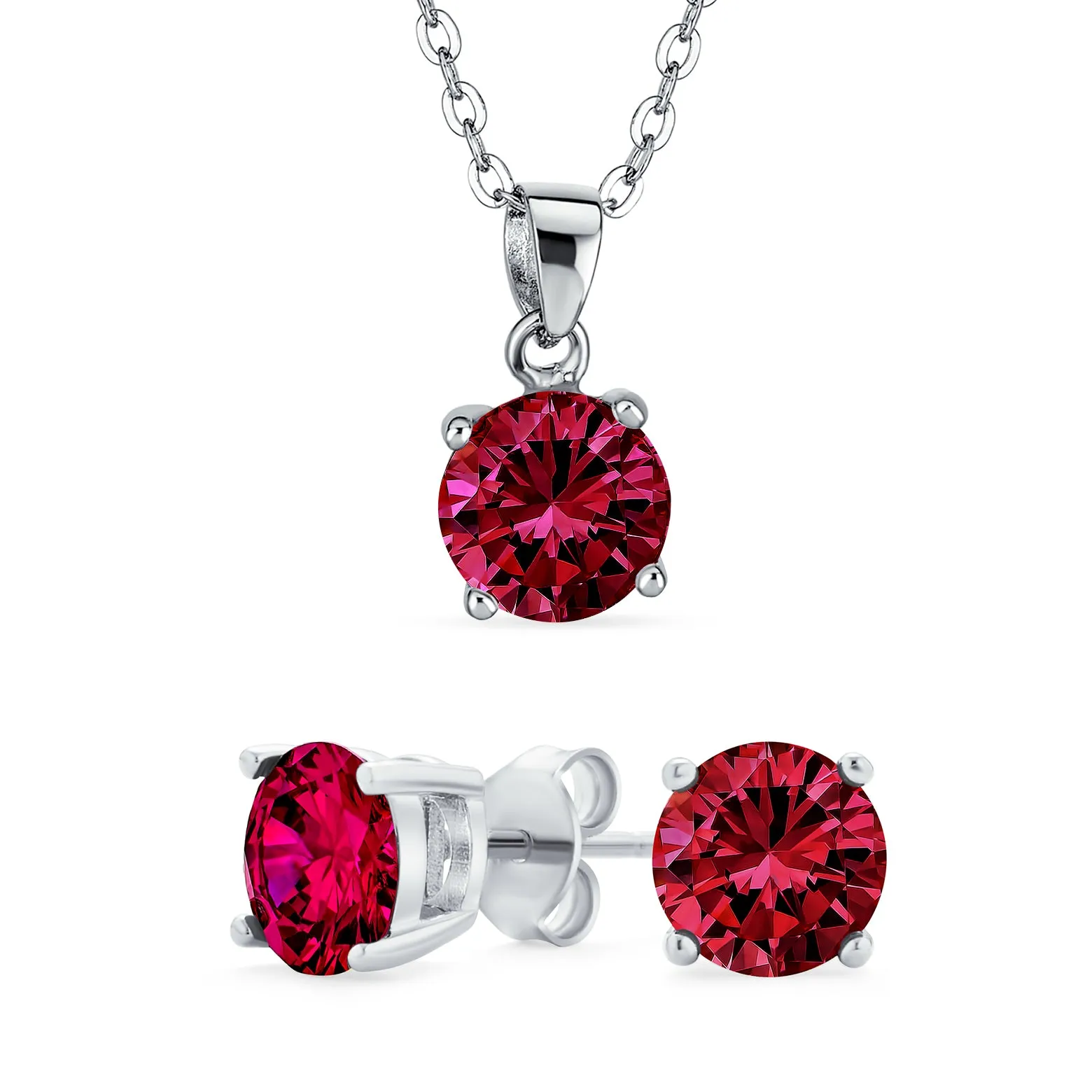 Classic 1CT AAA CZ  Solitaire Round Pendant Necklace Birthstone Colors