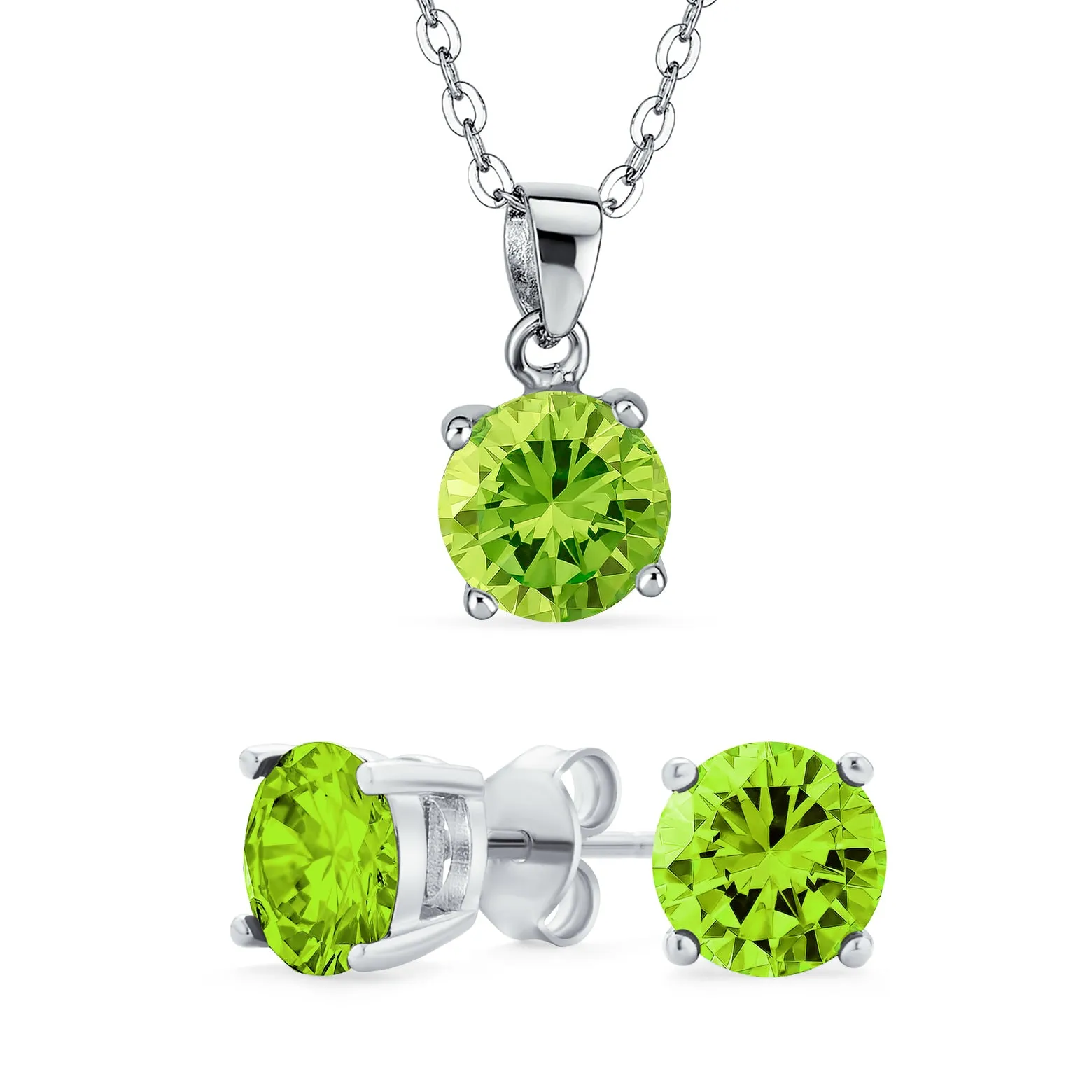 Classic 1CT AAA CZ  Solitaire Round Pendant Necklace Birthstone Colors