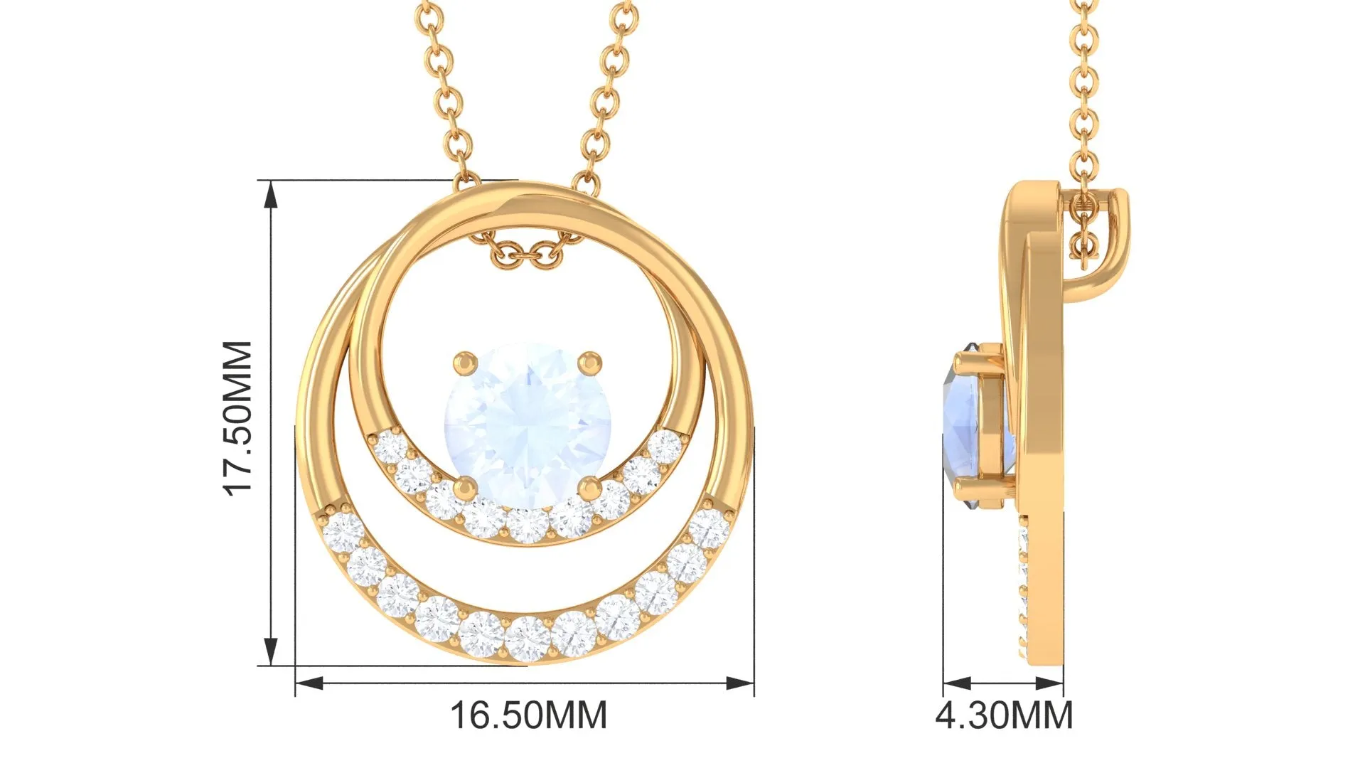 Classic Moonstone and Diamond Open Circle Pendant
