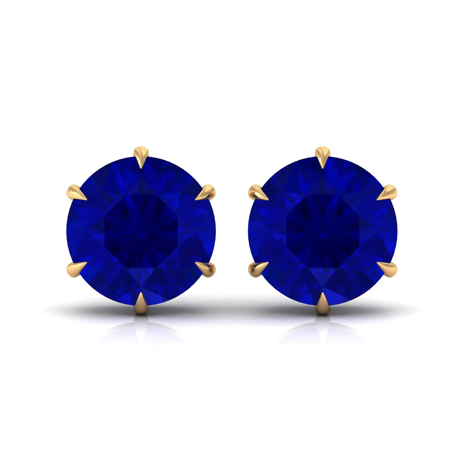 Claw Set Created Blue Sapphire Solitaire Stud Earrings