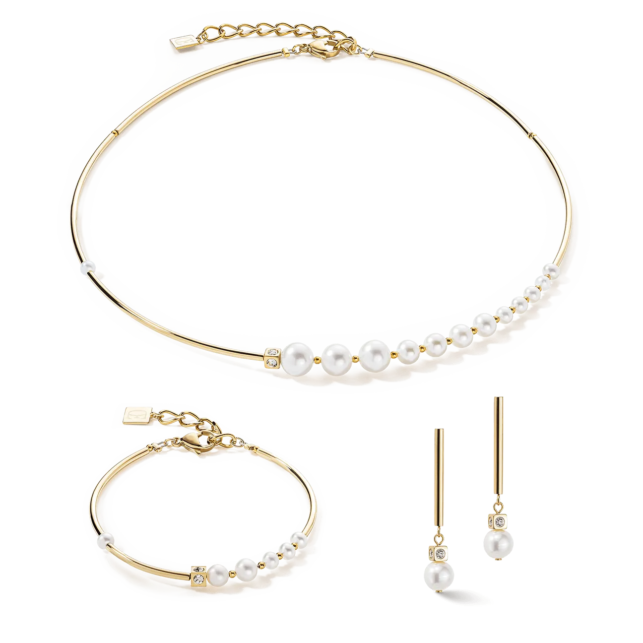 Coeur De Lion Freshwater Pearls & Gold Plated Drop Earrings