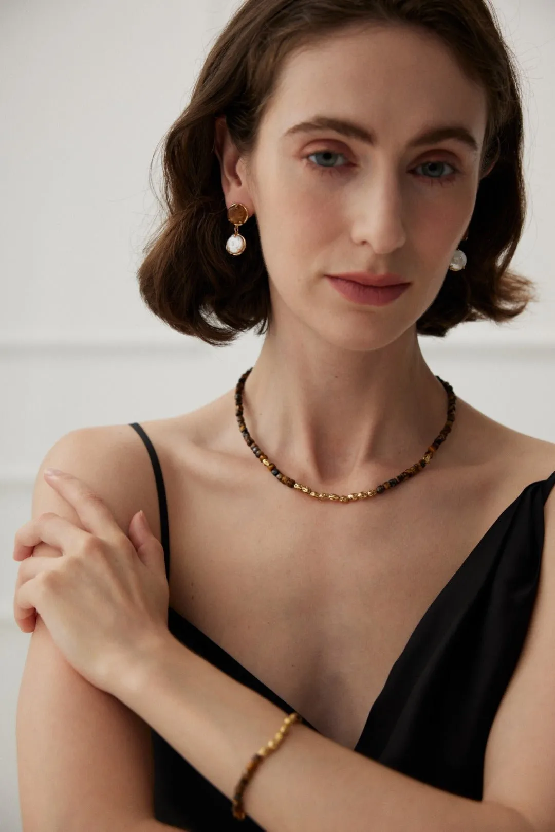 Coffee Milk Baroque Pearl Drop Earrings