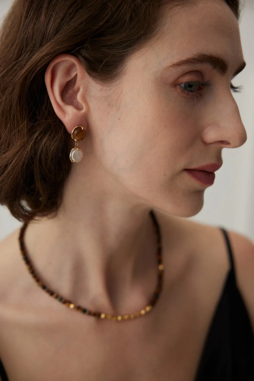 Coffee Milk Baroque Pearl Drop Earrings