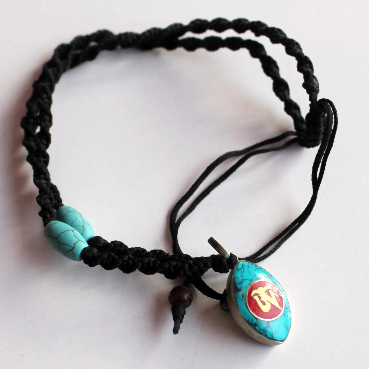 Colorful Inlaid Tibetan Om Pendant Necklace