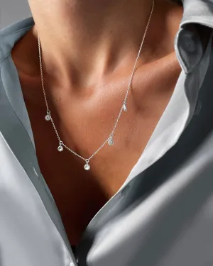 Coral drop full necklace silver
