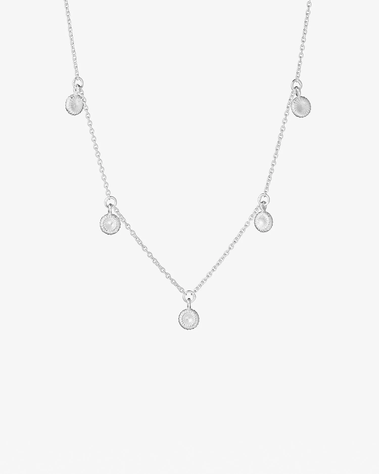 Coral drop full necklace silver