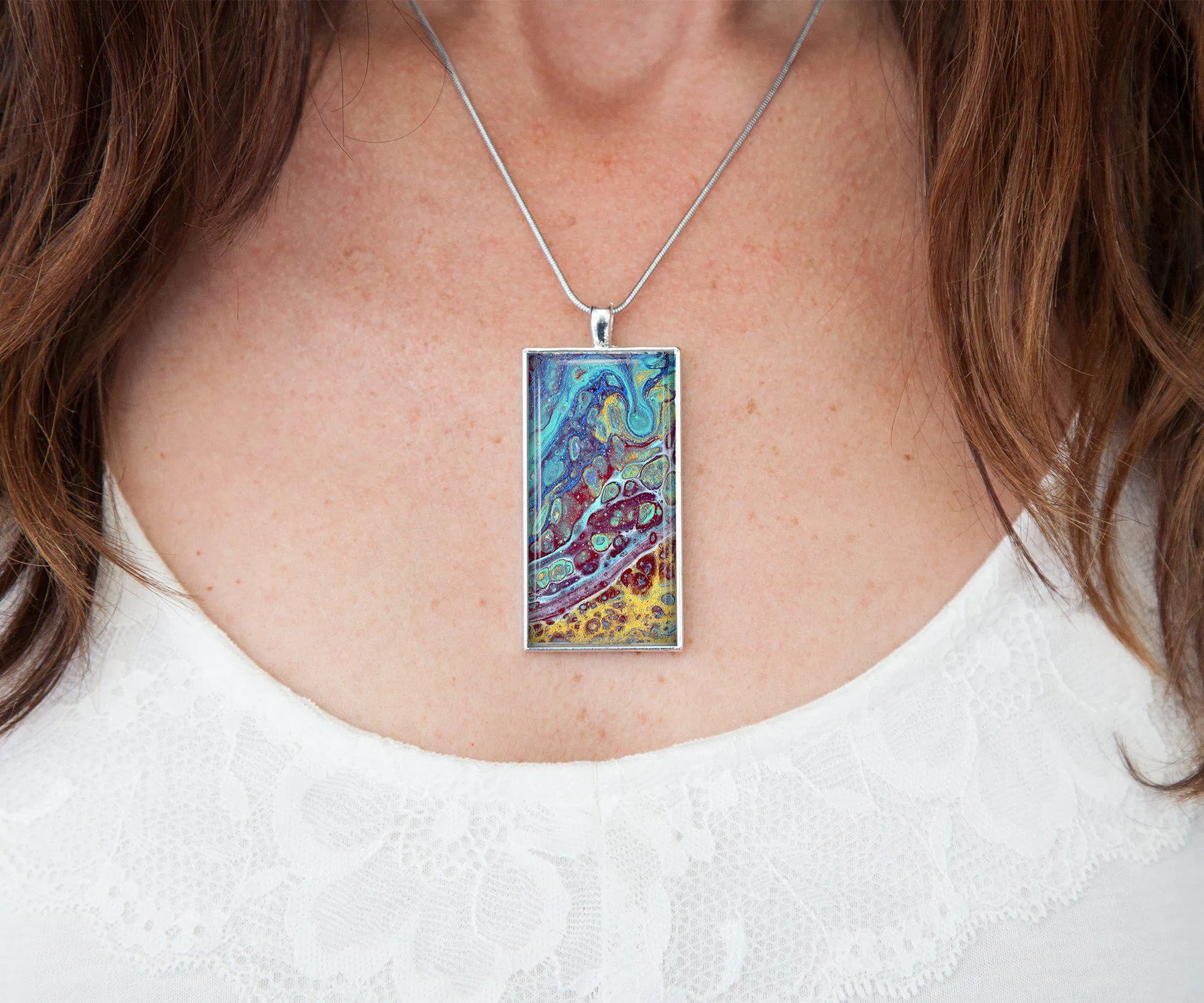 Coral Reef Rectangle Necklace | Handmade Beach Jewelry