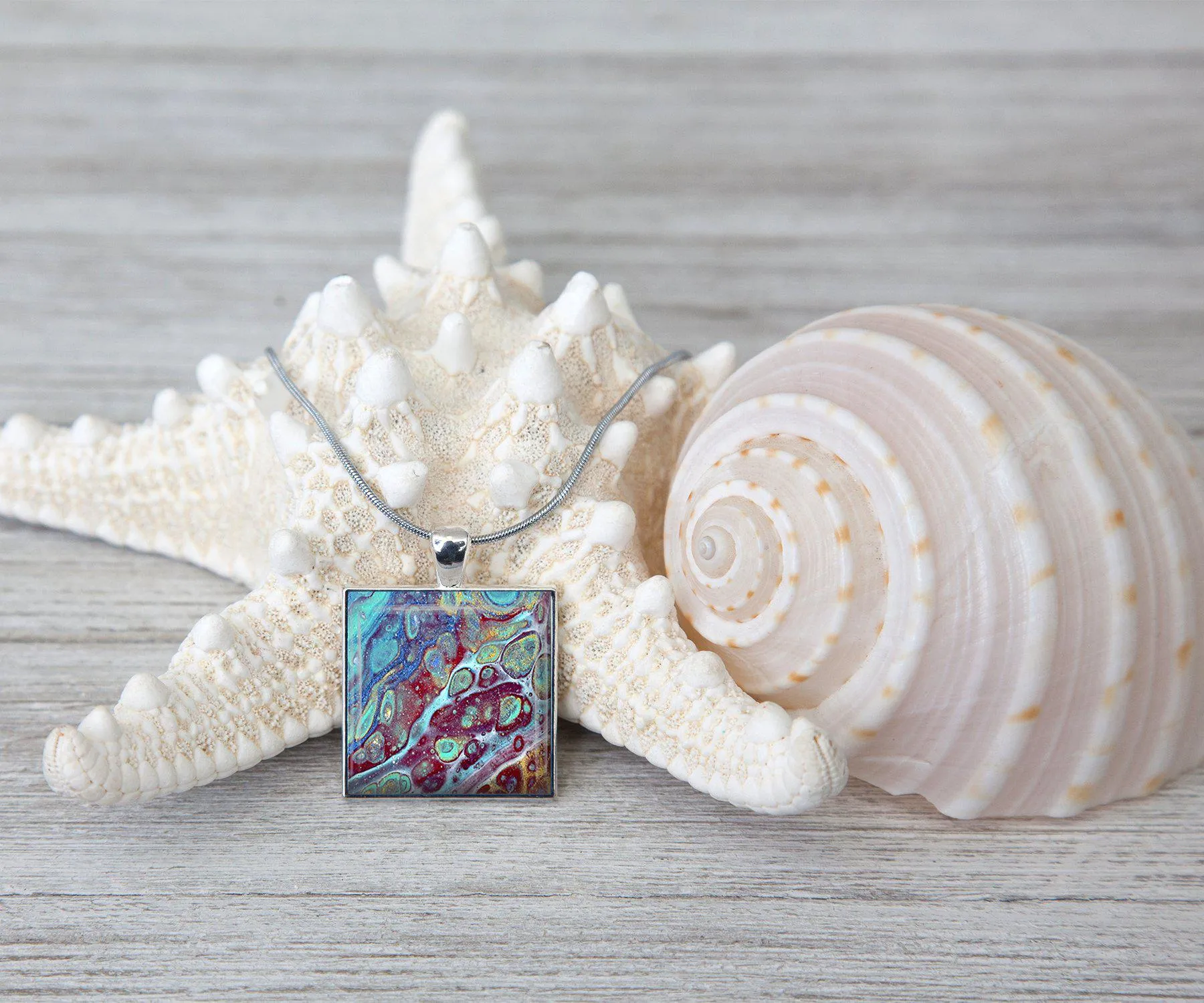 Coral Reef Square Necklace | Handmade Beach Jewelry