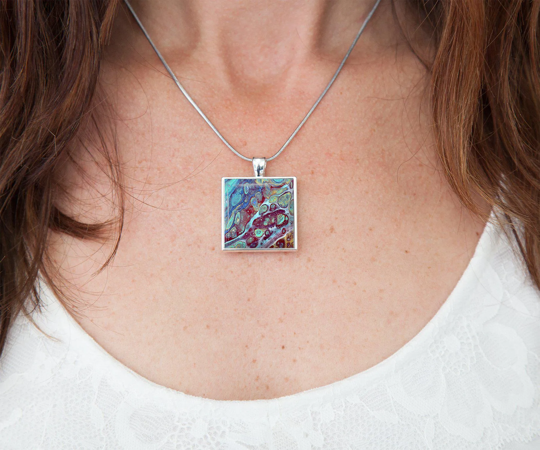 Coral Reef Square Necklace | Handmade Beach Jewelry