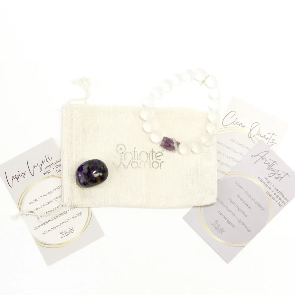 Crystals For Migraine Relief | Amethyst   Clear Quartz   Lapis Lazuli Crystal Kit