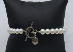 Cultured Pearls Sterling Silver "Mother" Charm Bracelet
