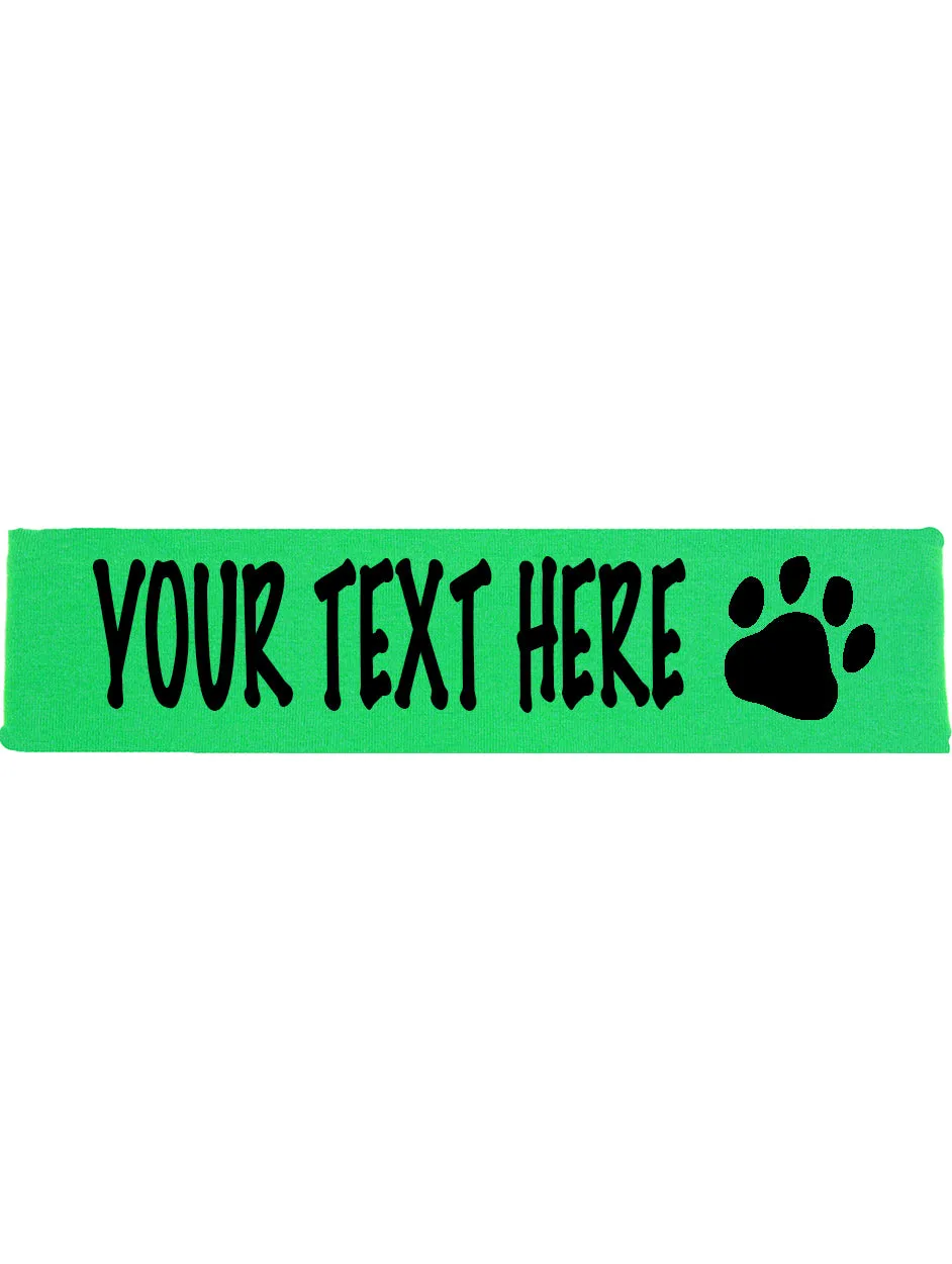 Custom PAW PRINT Cotton Headband - Flat (Non Sparkle) Letters!