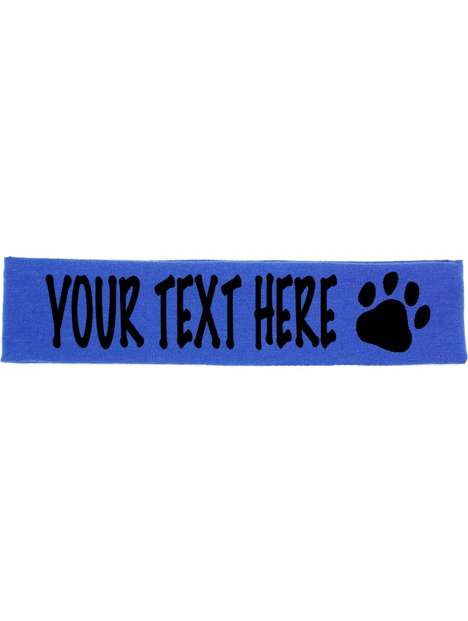 Custom PAW PRINT Cotton Headband - Flat (Non Sparkle) Letters!