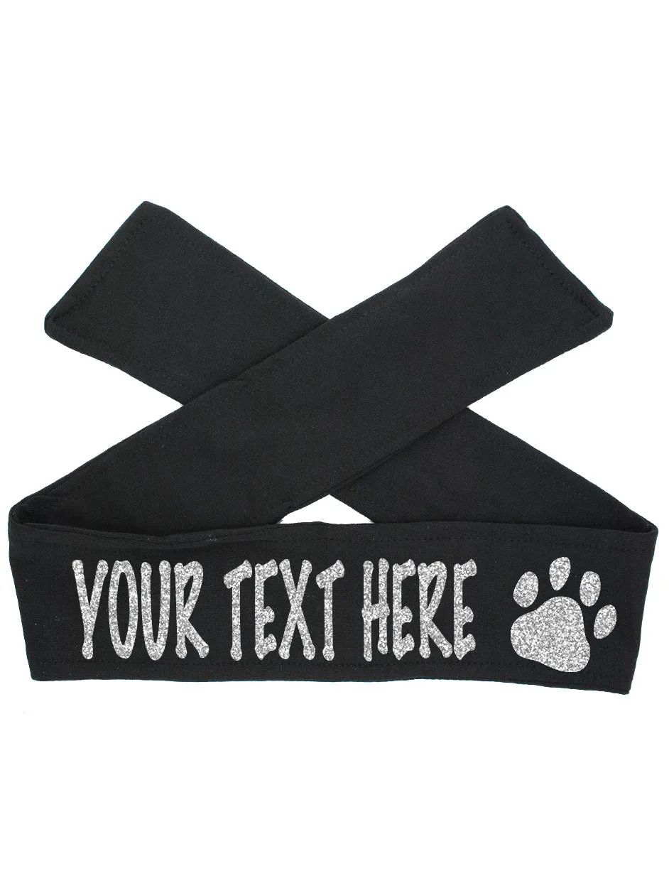 Custom Personalized PAW TIE Headband - Sparkle Letters!