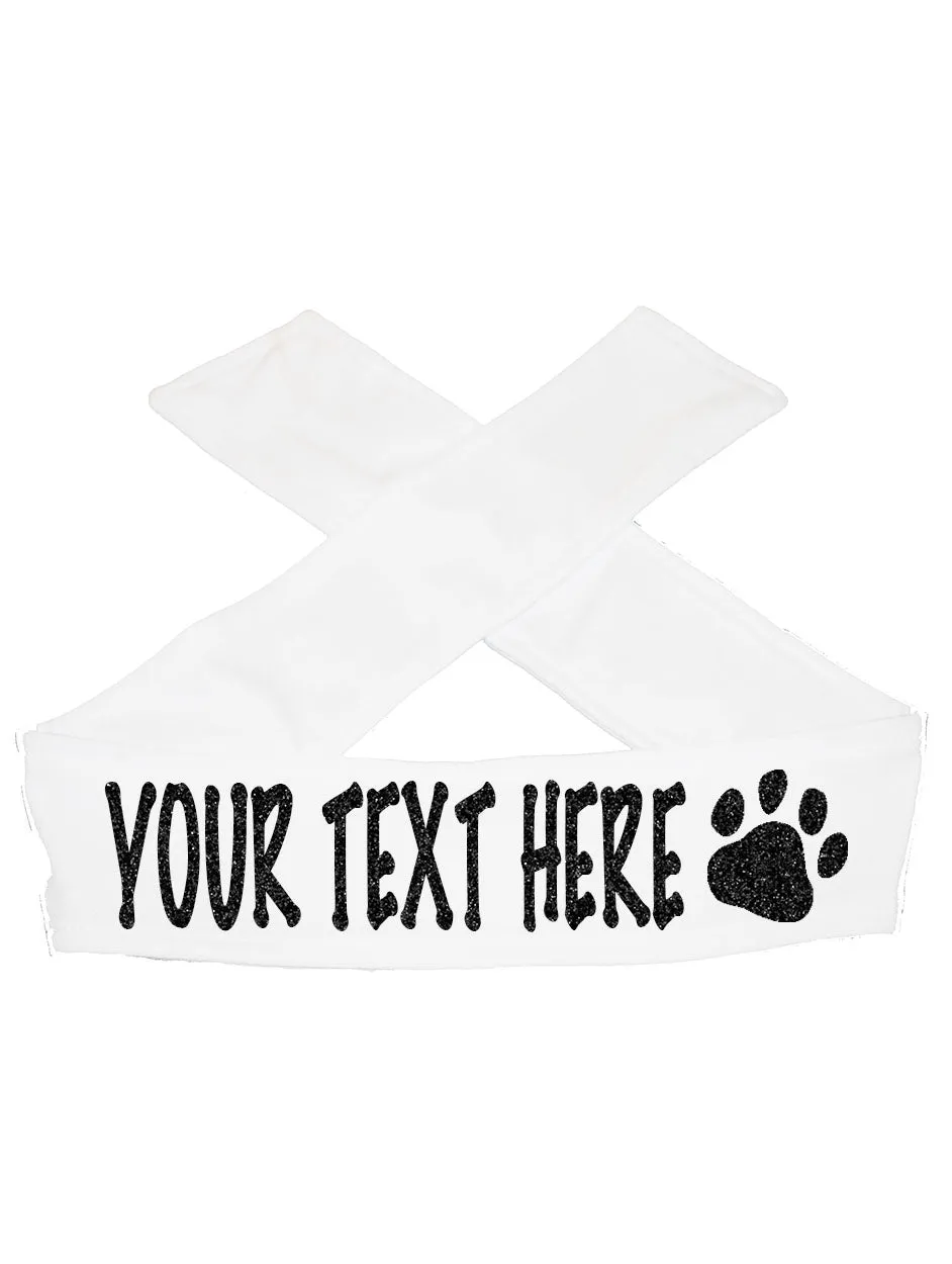 Custom Personalized PAW TIE Headband - Sparkle Letters!