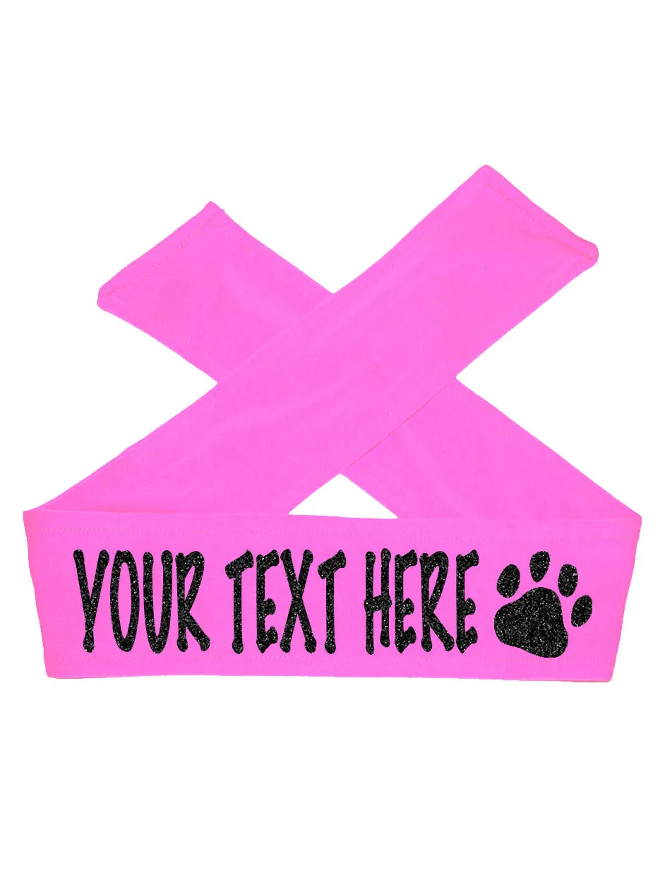 Custom Personalized PAW TIE Headband - Sparkle Letters!