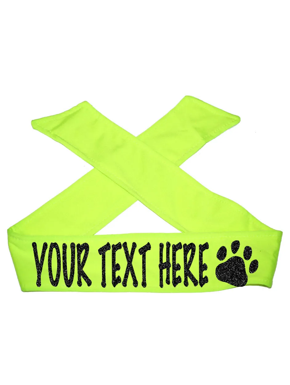 Custom Personalized PAW TIE Headband - Sparkle Letters!