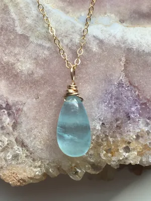 Dainty Aquamarine Pendant  Necklace March Birthstone Jewelry Gift For Women