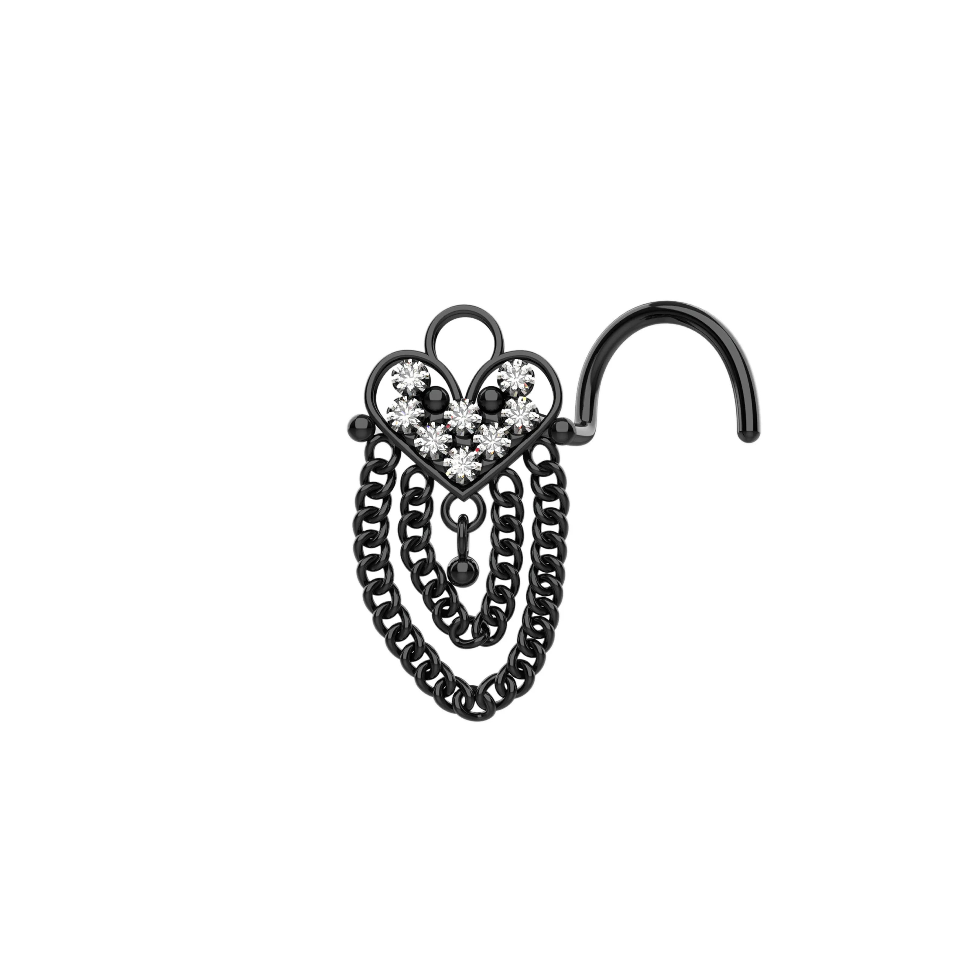 Dangling Nose Chain Stud | Gold Nose Piercing Jewelry