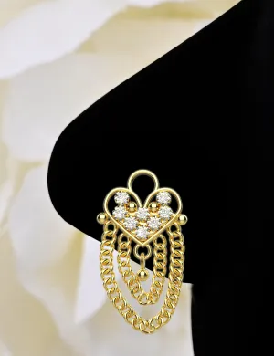 Dangling Nose Chain Stud | Gold Nose Piercing Jewelry