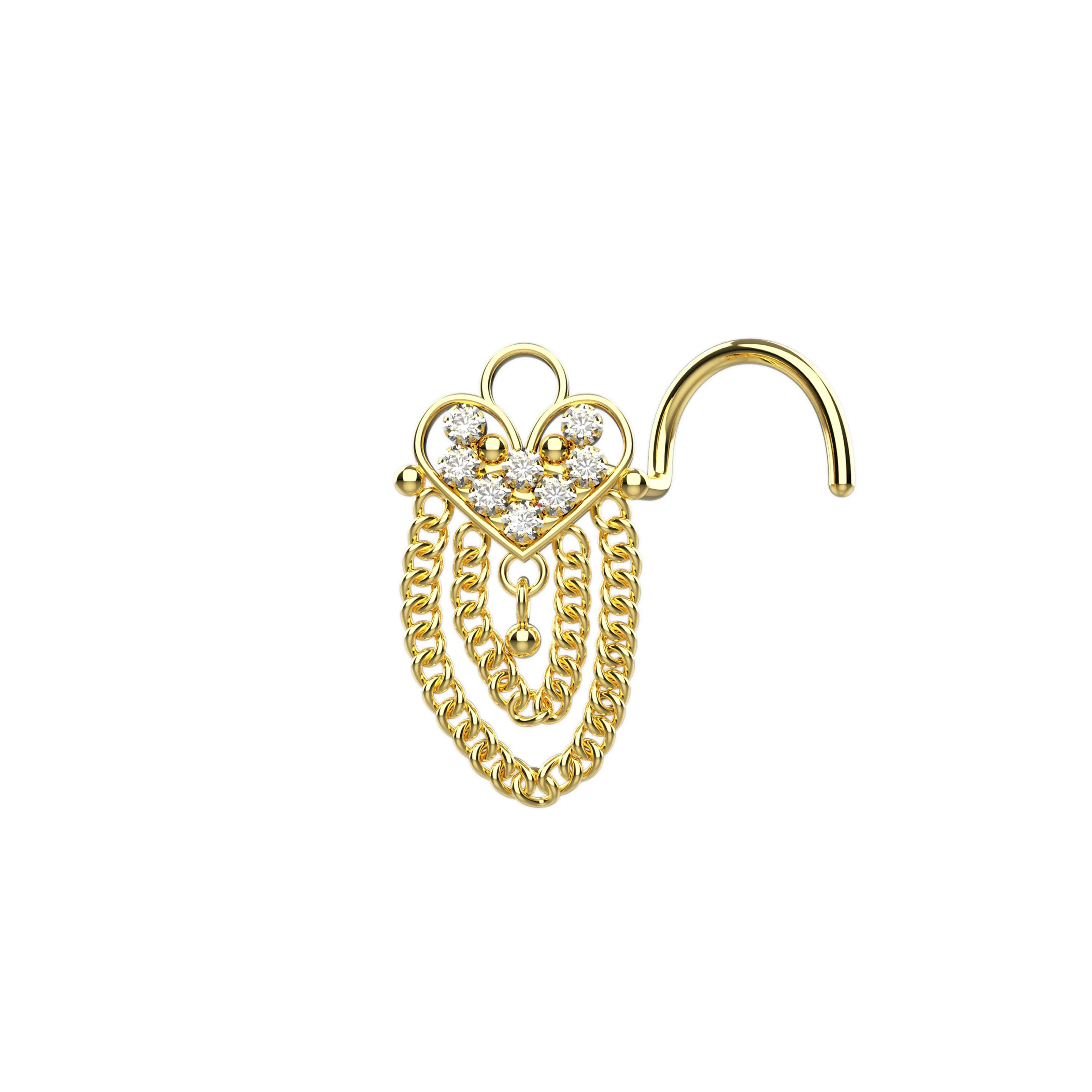 Dangling Nose Chain Stud | Gold Nose Piercing Jewelry