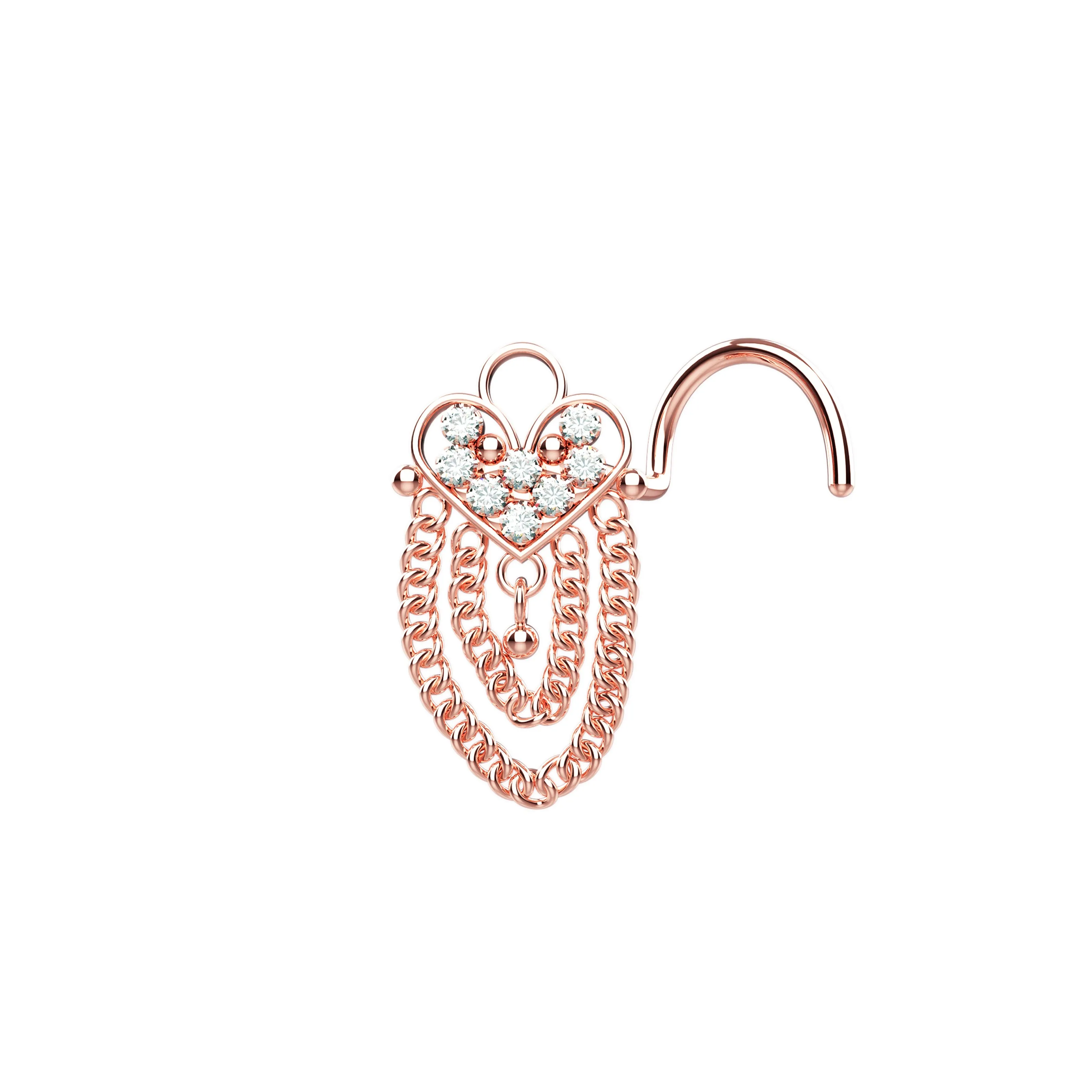 Dangling Nose Chain Stud | Gold Nose Piercing Jewelry