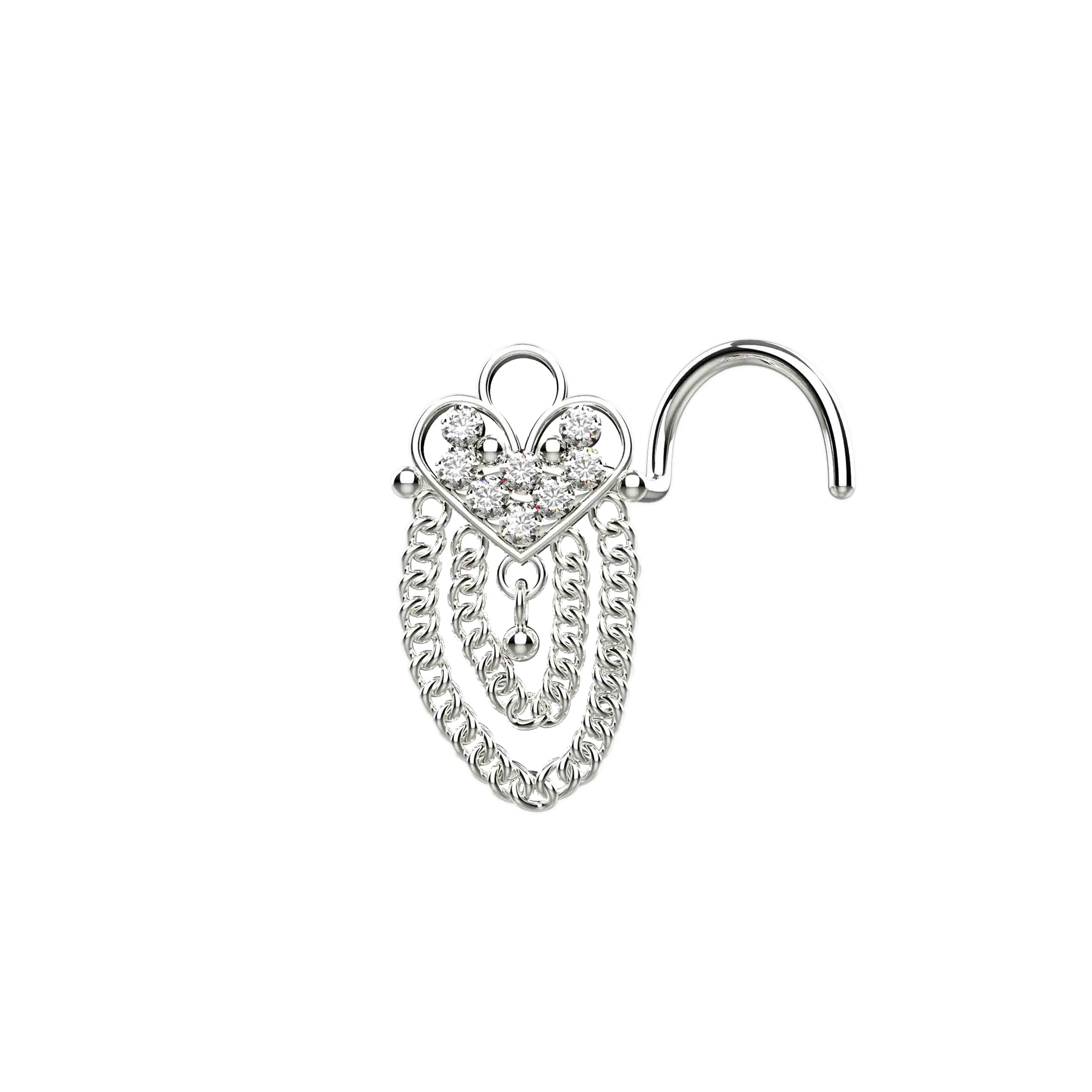 Dangling Nose Chain Stud | Gold Nose Piercing Jewelry