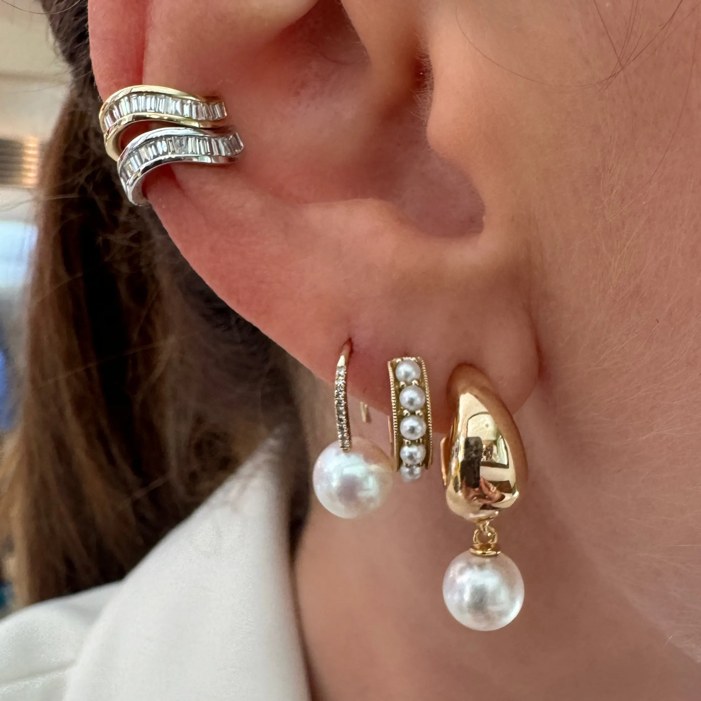 Darling Pearl Huggie Hoops Earrings