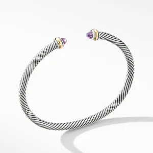 David Yurman 4MM Cable Classic Bracelet with Amethyst and 18K Yellow Gold