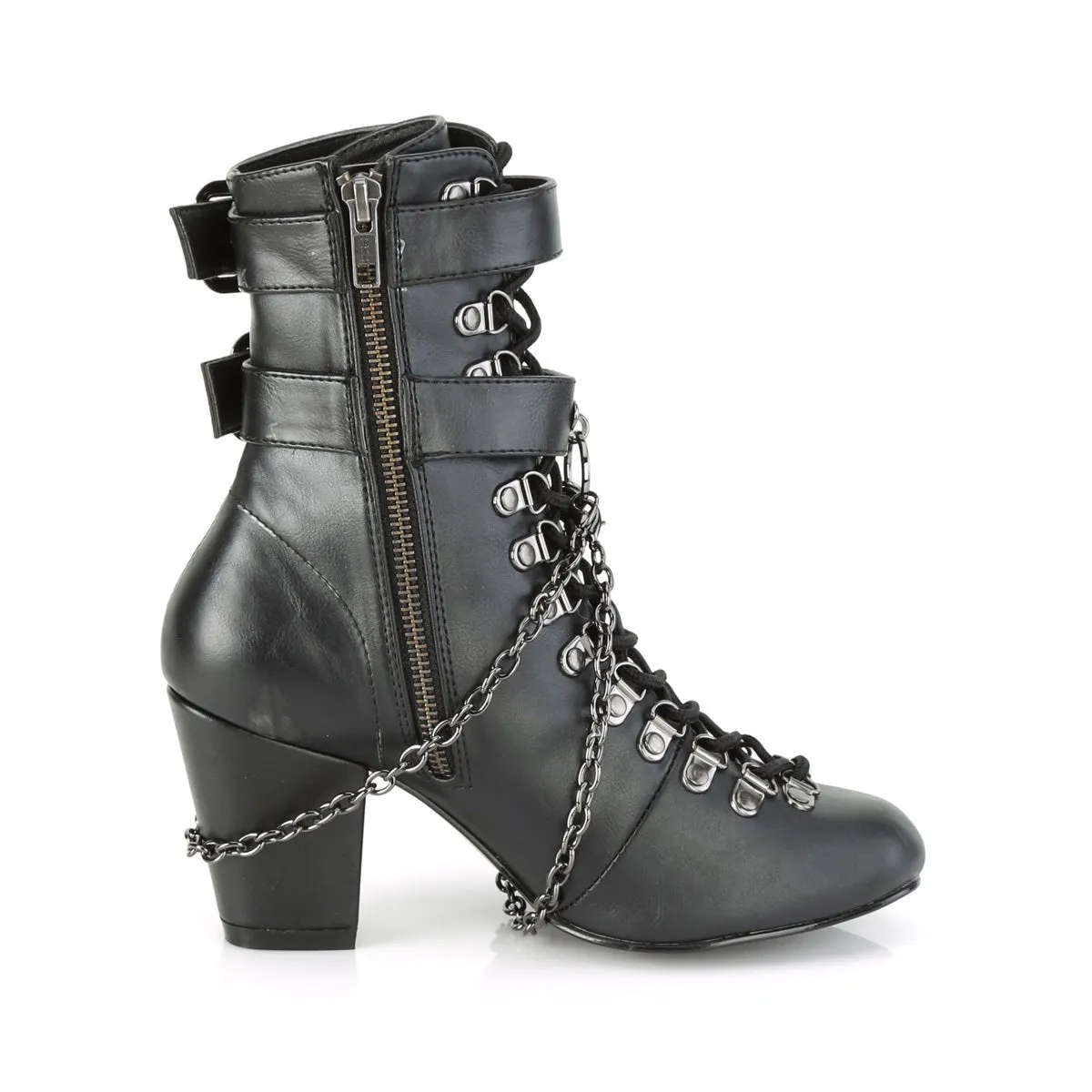 Demonia VIVIKA-128 | Black Vegan Leather Ankle Boots