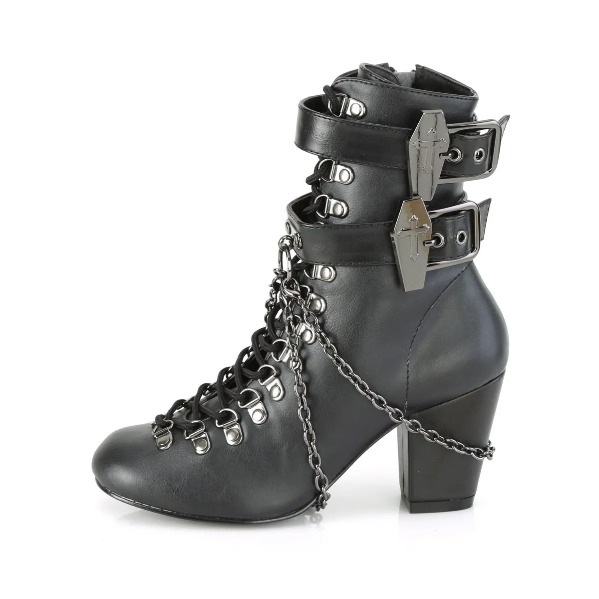 Demonia VIVIKA-128 | Black Vegan Leather Ankle Boots