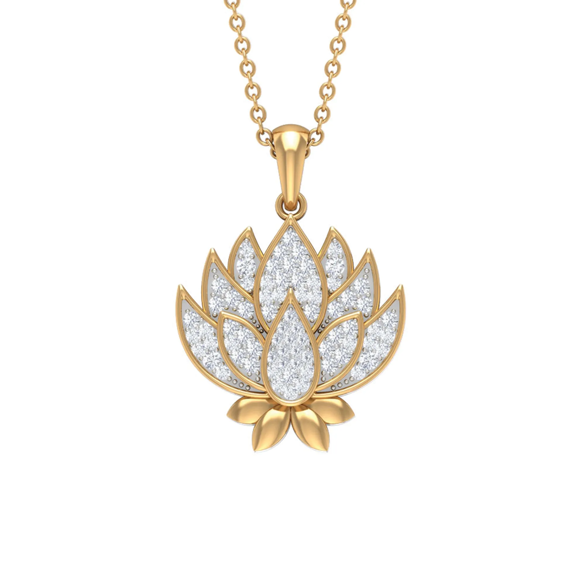 Designer Lotus Flower Diamond Necklace
