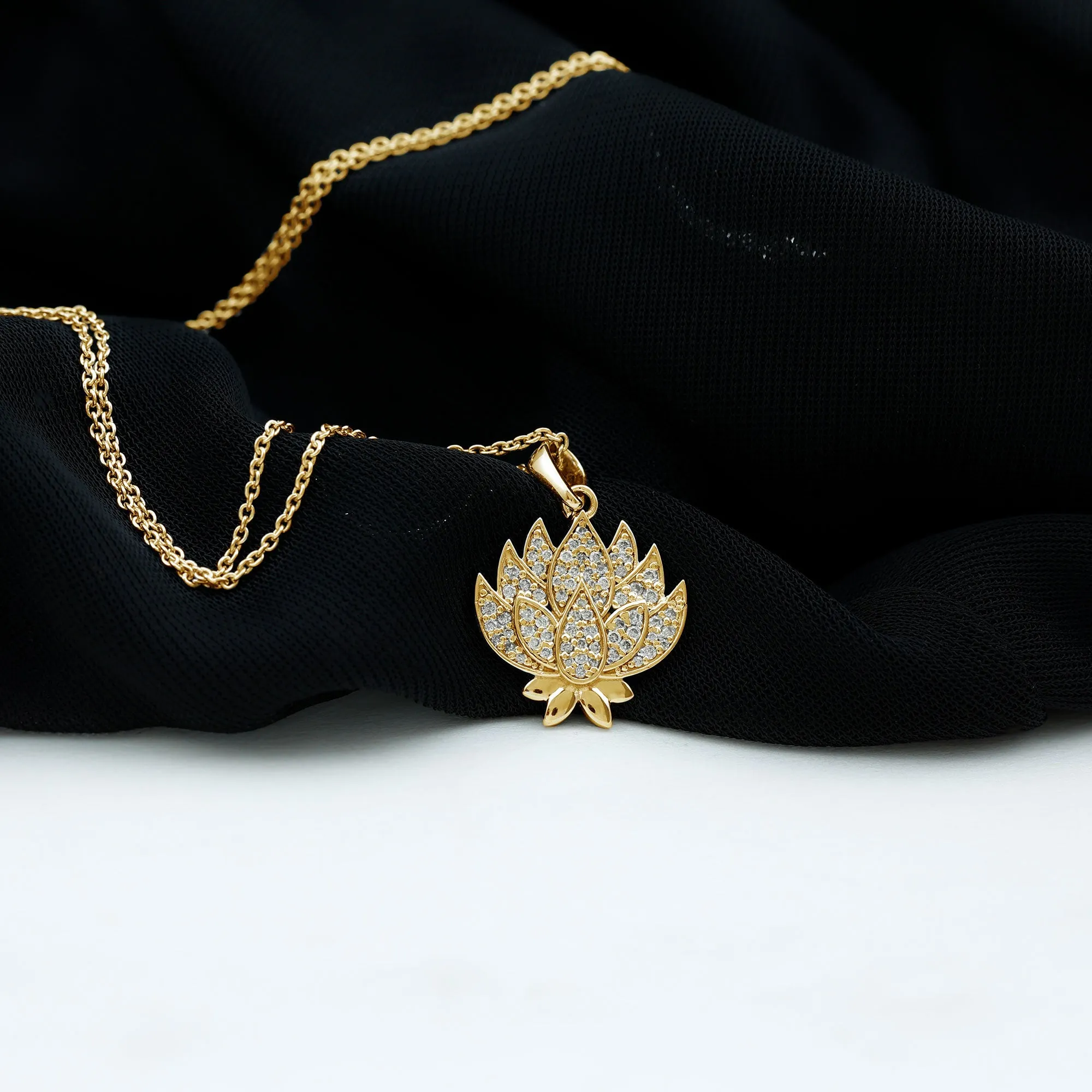 Designer Lotus Flower Diamond Necklace