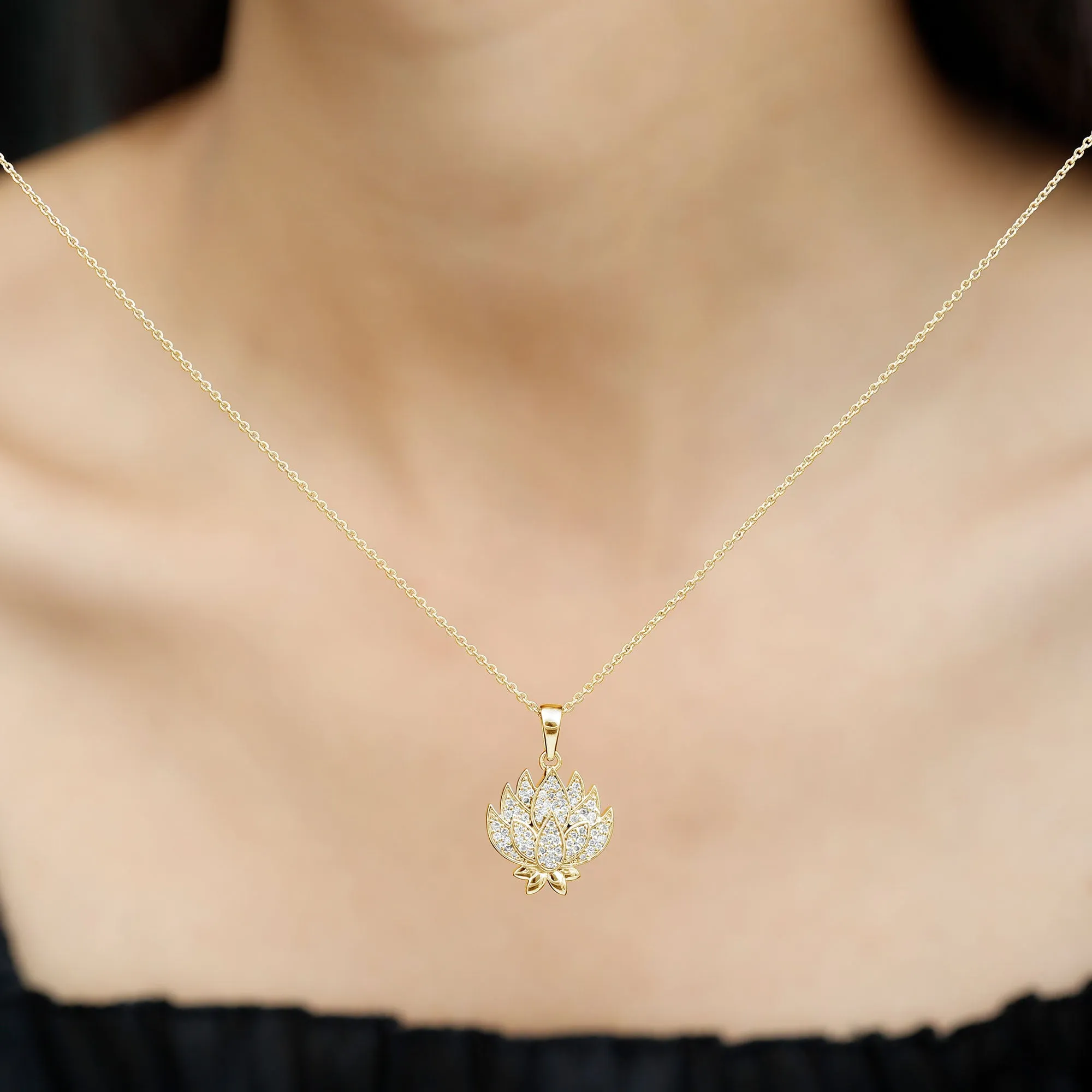 Designer Lotus Flower Diamond Necklace