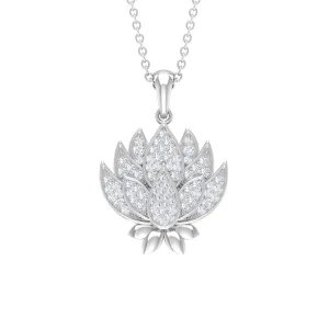Designer Lotus Flower Diamond Necklace