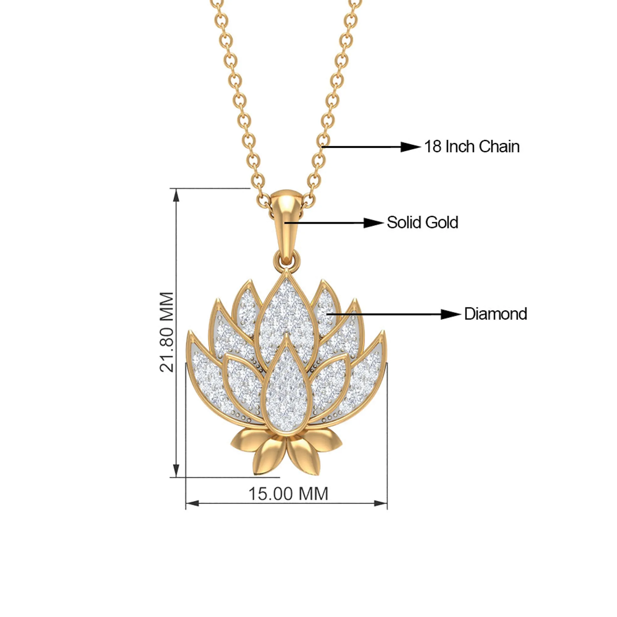 Designer Lotus Flower Diamond Necklace
