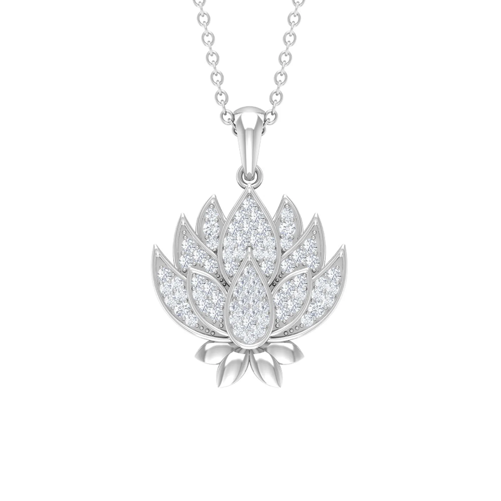Designer Lotus Flower Diamond Necklace