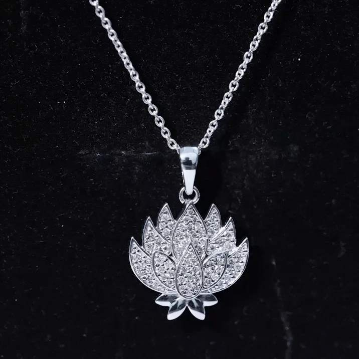 Designer Lotus Flower Diamond Necklace