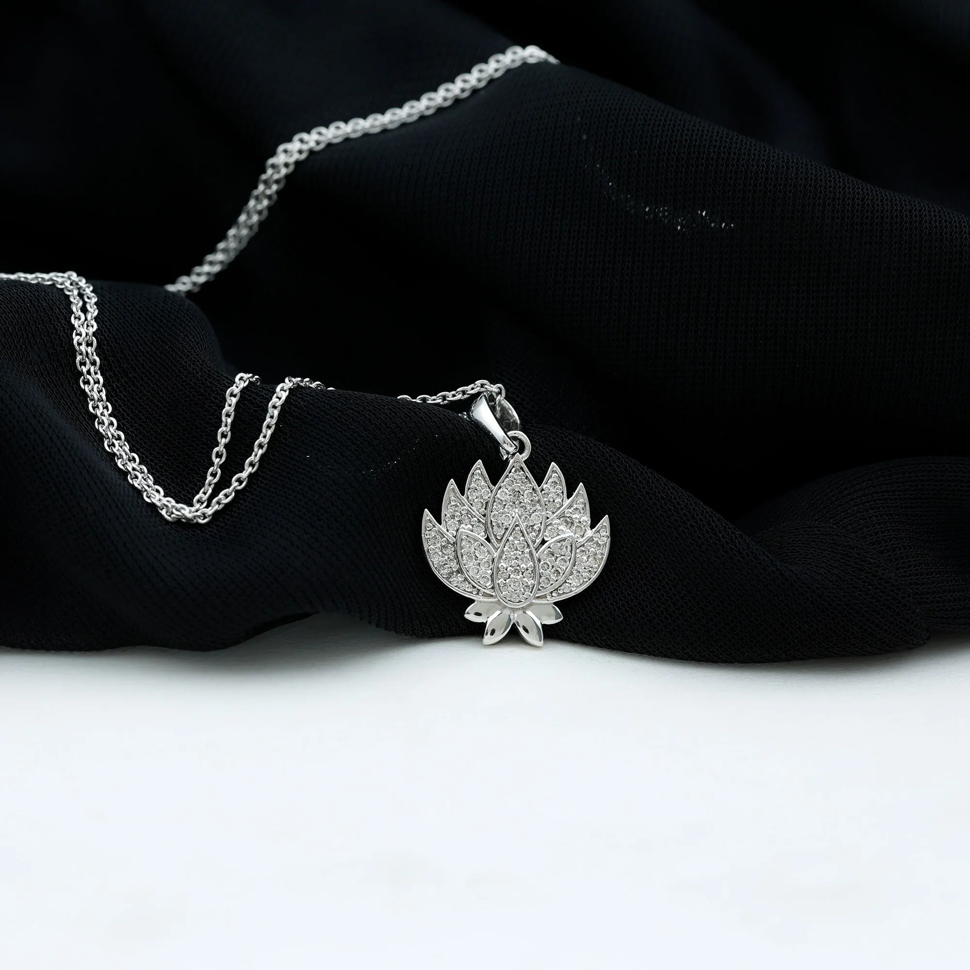 Designer Lotus Flower Diamond Necklace