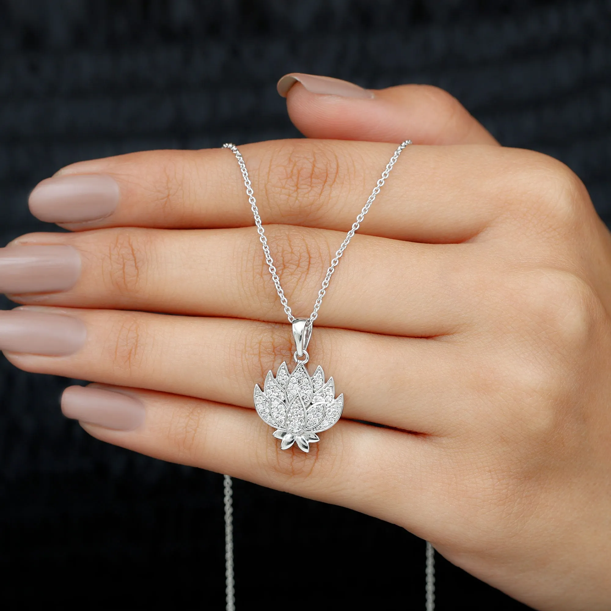 Designer Lotus Flower Diamond Necklace