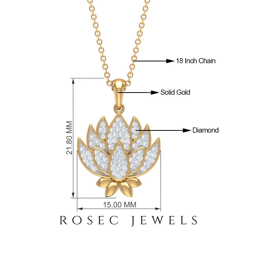 Designer Lotus Flower Diamond Necklace